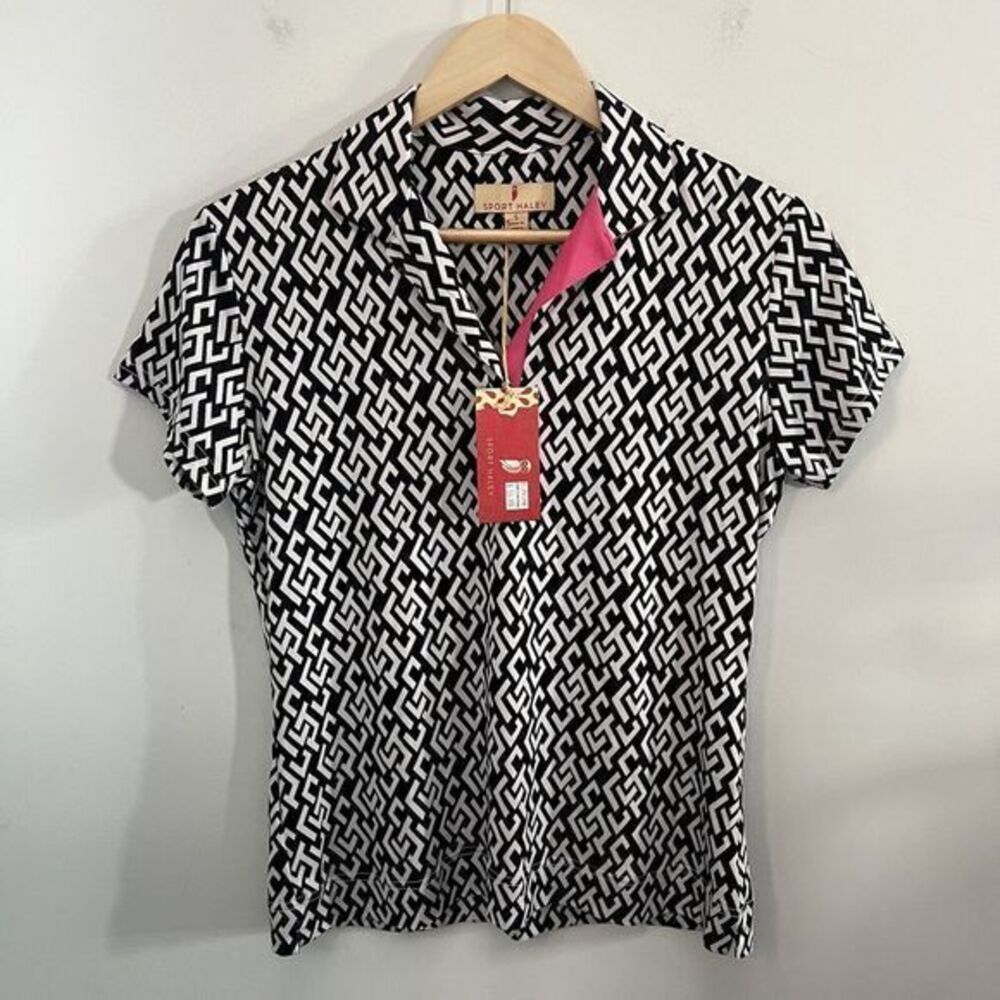 Sport Haley Women’s Golf Polo Shirt Small Short Sleeve Geometric Print NWT $74
